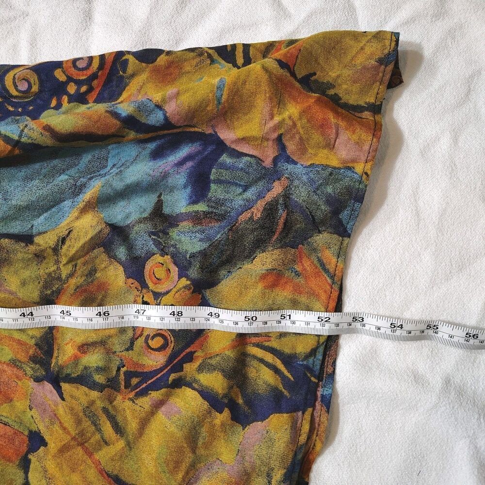 Vintage 90s Abstract Print Midi Dress Size M Sleeveless Tie Waist Retro Artsy - Picture 3 of 8